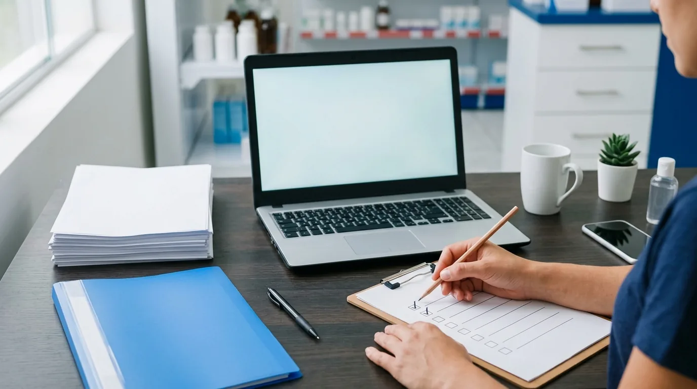 Documentos e checklist organizados para o credenciamento no Farmácia Popular