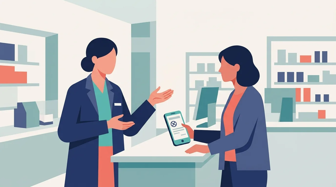 Farmacêutico recusa com cortesia uma receita digital e orienta o cliente