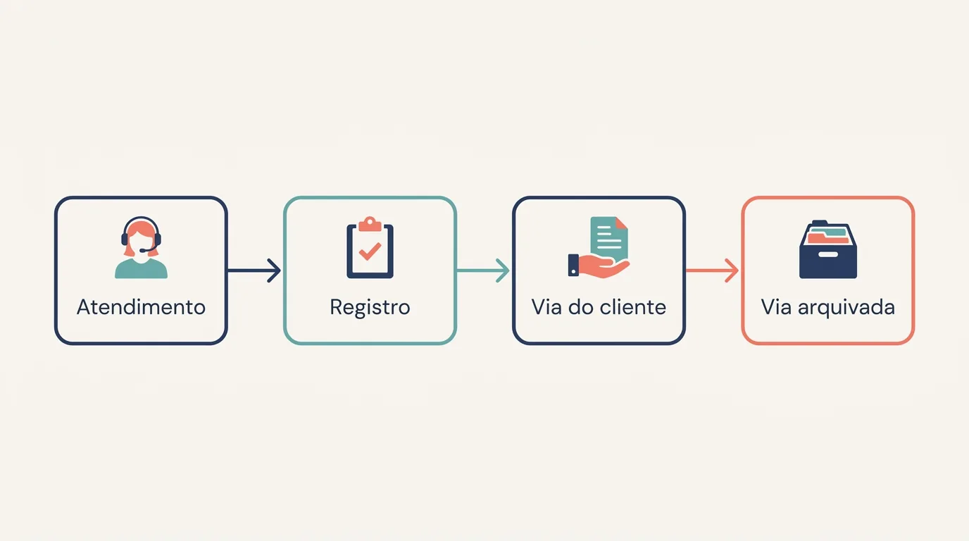 Diagrama do caminho da Declaração de Serviço Farmacêutico, do atendimento às duas vias